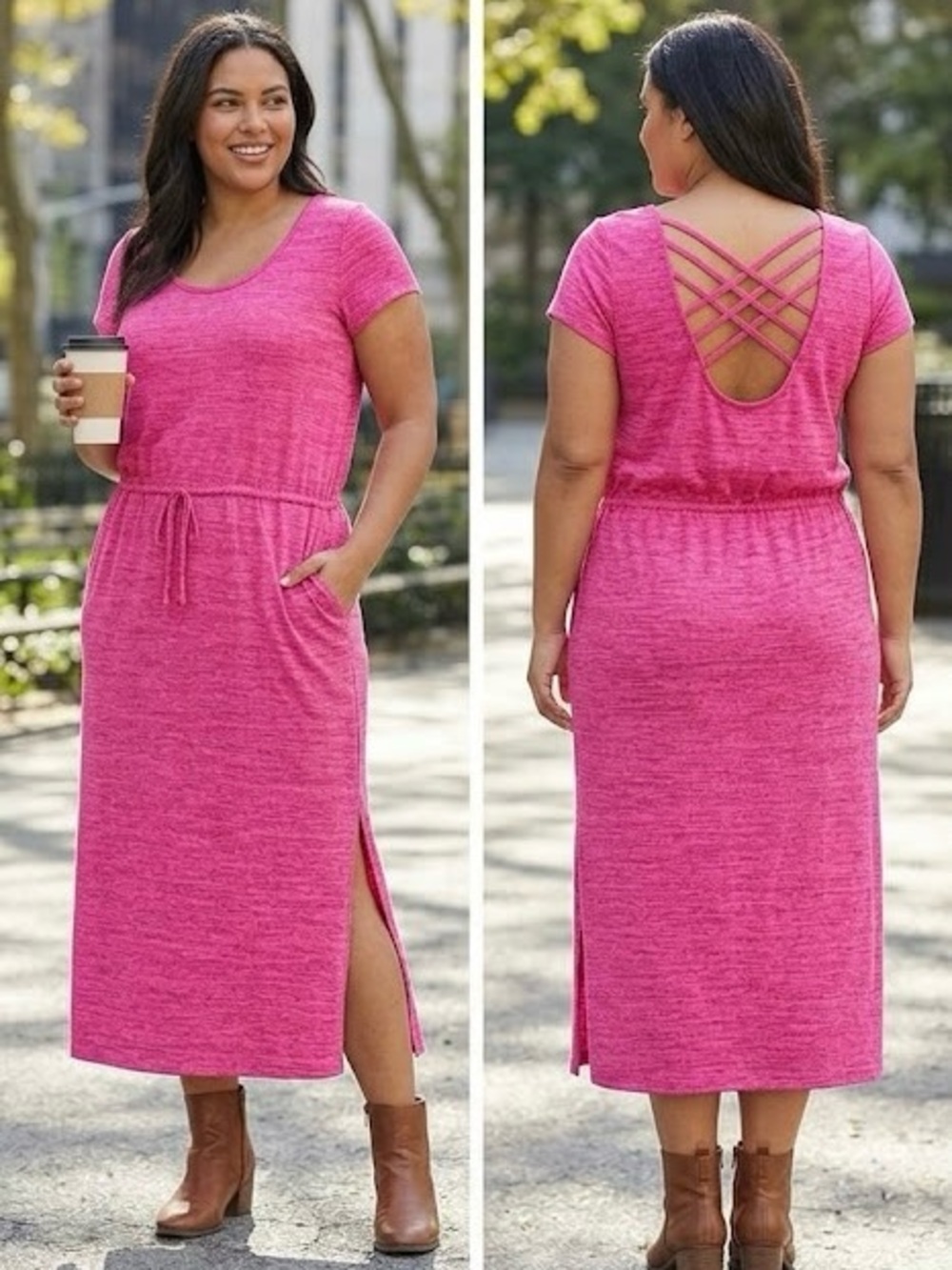 Talbots Hot Pink Crisscross-Back Maxi Dress